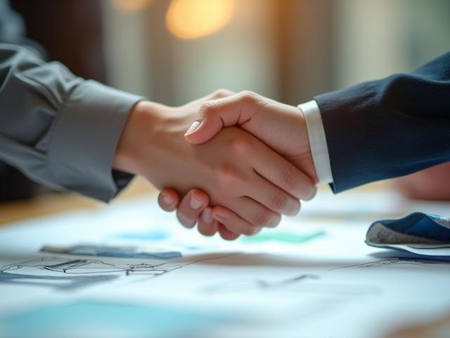 Partnership handshake representing key milestones and collaborations
